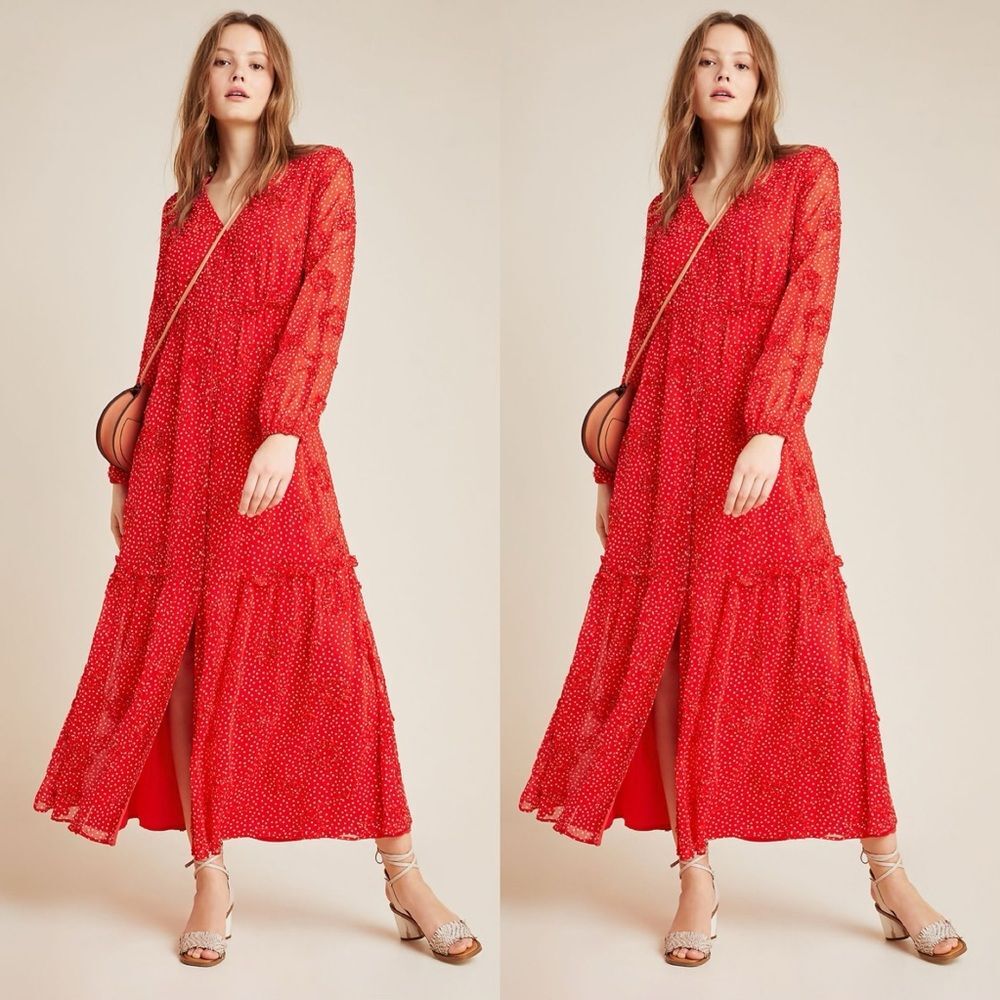 Anthropologie Miranda Textured Maxi Dress